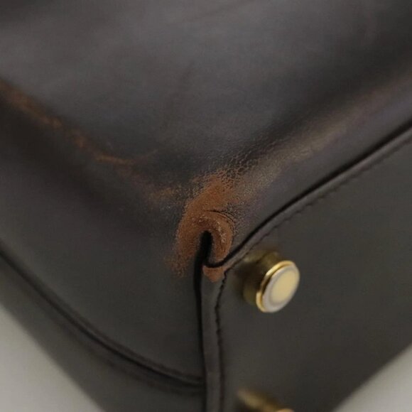 Salvatore Ferragamo Gancini Hand Bag Leather 2way Dark Brown Gold Auth 103214 - Picture 5 of 16